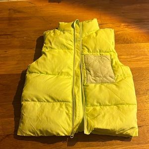 neon green puffer vest